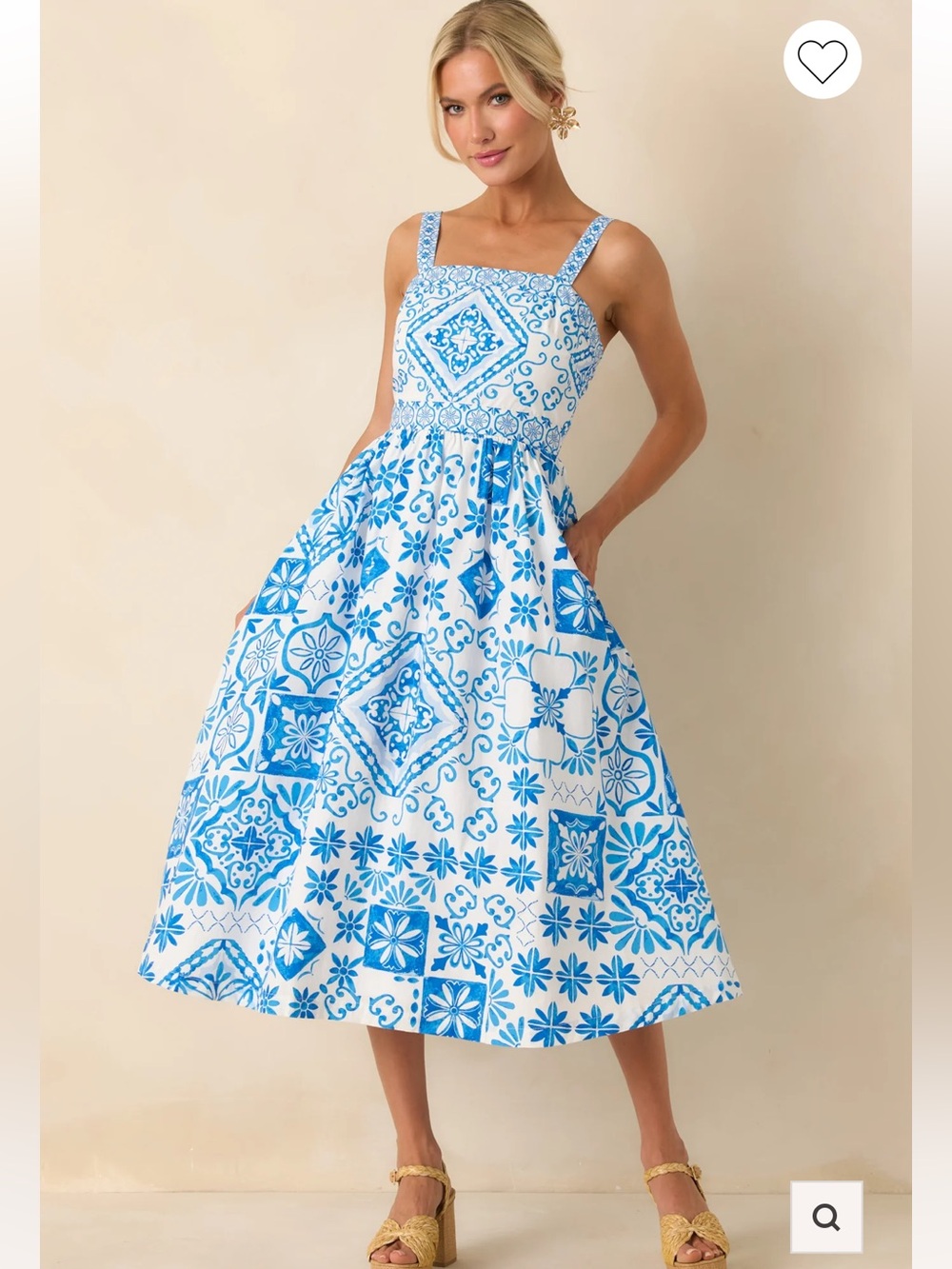 Prosperina Lydia Tile Print Midi Dress